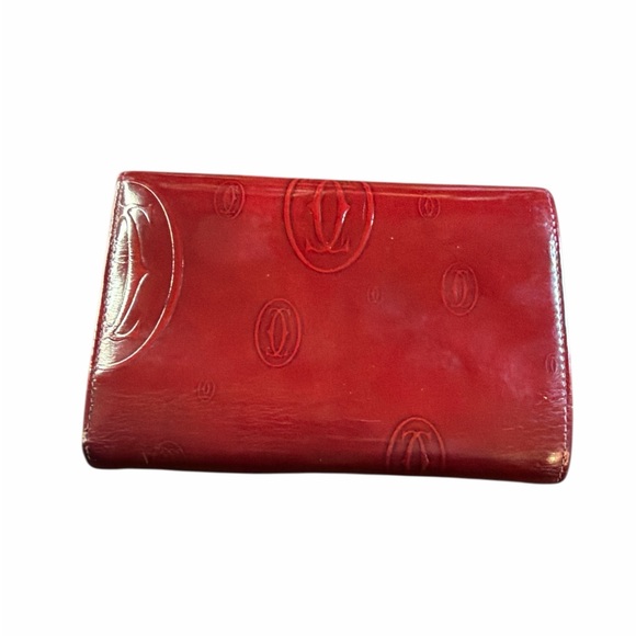 Authentic Cartier Happy Birthday Patent Leather Wallet - Bordeaux - Picture 2 of 6